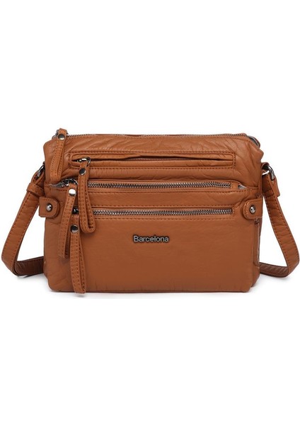 Yıkama Rölaks Deri Kadın Postacı Çantası 21K Barcelona 1920-6