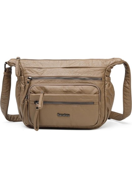 Yıkama Rölaks Deri Kadın Postacı Çantası 21K Barcelona 1919-6