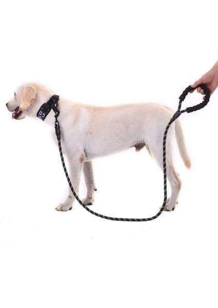 Köpekler İçin Gezdirme Tasması Reflektörlü 130 cm Halat Orta Ve Büyük Boy Köpekler İçin Siyah