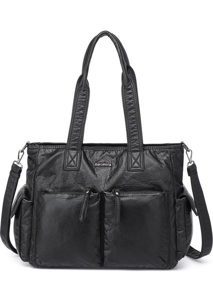 Yıkama Rölaks Deri Kadın Omuz Çantası 21K Barcelona 1927-6