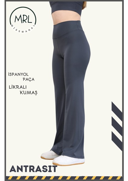 Kadın Yüksek Bel Toparlayıcı Tayt Pantolon Ispanyol Paça Likralı Esnek Dalgıç Kumaş Antrasit 1040 fiyatları