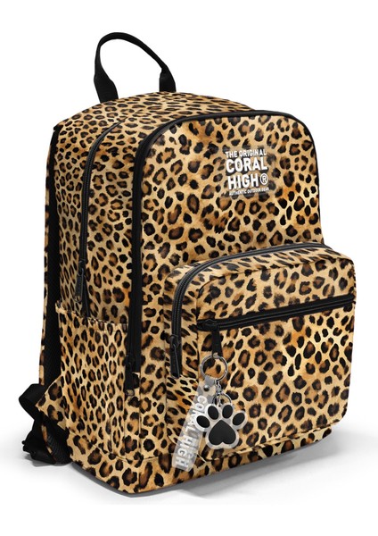 Kahverengi Leopar Desenli Okul Sırt Çantası 23681