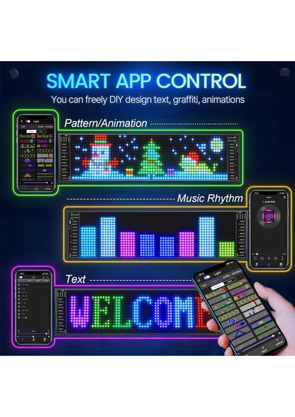 20X64 Matrix LED Panel Cama Yapışan Telefon Kontrollü LED Lamba