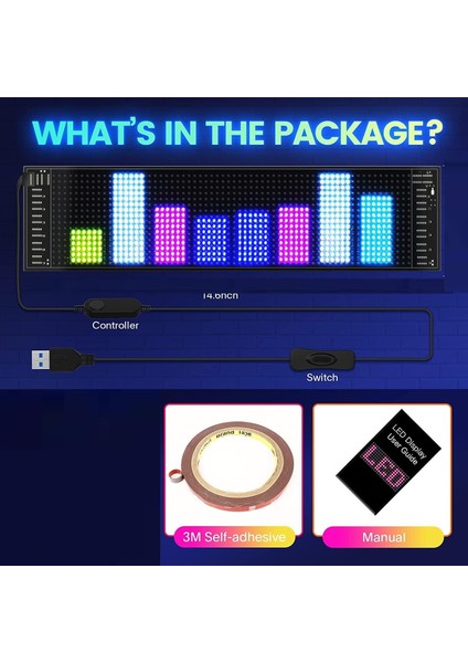 20X64 Matrix LED Panel Cama Yapışan Telefon Kontrollü LED Lamba