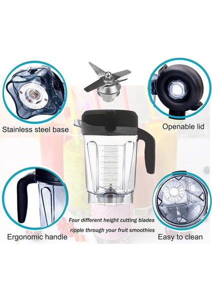 Blender Sürahi 64OZ Düşük Profilli Tamperli, Vitamix 750 5200 5000 6300 7500 VM0102 VM0103 Klasik/ticari Vb. Için (Yurt Dışından) fırsatları