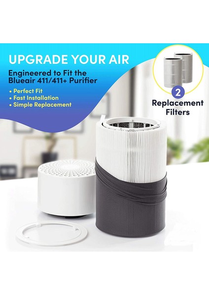 Blueair Blue Pure 411,411+ ve Mini Hava Temizleyici, Hepa ve Aktif Karbon Kompozit Filtre Için 2 Adet Yedek Filtre (Yurt Dışından) fırsatları