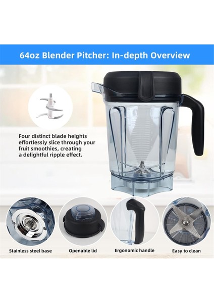 Vitamix Blender Sürahi 64OZ Vitamix 750, 5200, 5000, 6300, 7500 Kap Kavanoz Bardak Için Düşük Profilli Yedek (Yurt Dışından) fırsatları