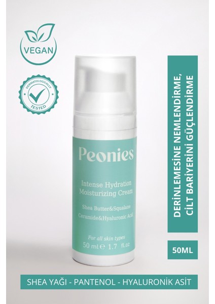 İntense Hydration Nemlendirici Krem | Seramid, Hyaluronik Asit Ve Shea Yağı | Kuru Ve Hassas Ciltler