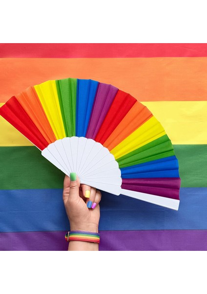 Gökkuşağı Fanları, 12'li Paket Fanlar, Gökkuşağı Lgbtq Taşınabilir Katlanır Fanlar, Katlanır El Fanları Parti Süslemeleri (Yurt Dışından) modelleri