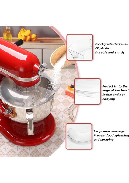 Kitchenaid 5.5 Quart, 6, 7, 8 Qt Paslanmaz Çelik Kase Kaldırma Stand Mikseri Aksesuarları Için Dökme Kalkanı Sıçrama Koruyucu (Yurt Dışından) modelleri