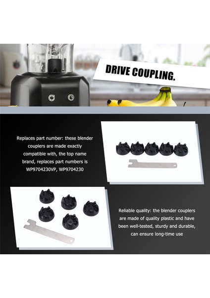 6 Paket 9704230 Blender Bağlantı Parçası Blender Bağlantı Parçası Yedek Parçaları 1 Anahtar ile Kitchen Aid WP9704230VP WP9704230 ile Uyumlu (Yurt Dışından)