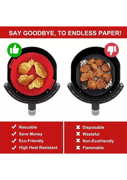 Silikon Hava Fritöz Kaplamaları, Tekrar Kullanılabilir Hava Fritöz Sepeti, Hava Fritöz Silikon Tencere Fırın Hava Fritöz Aksesuarları, Parşömen Kağıdı (Yurt Dışından)