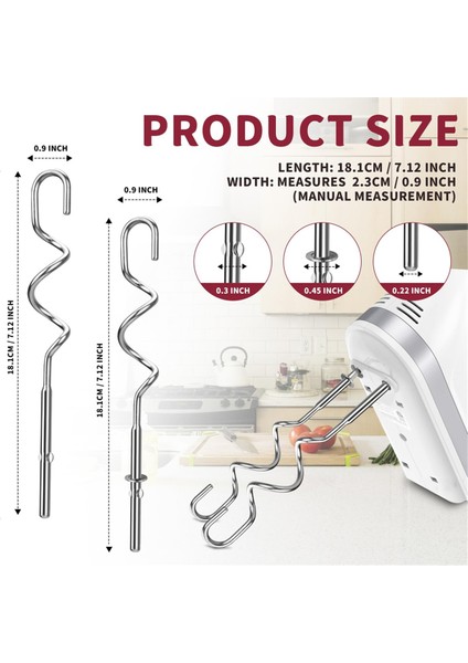 El Mikseri Için Hamur Kancası Kitchenaid El Mikseri Için Yedek Hamur Kancaları KHM512, Paslanmaz Çelik Hamur Kancaları (Yurt Dışından) modelleri