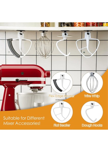 Stand Mikser Eklenti Tutucuları, 4 Paket Gıda Mikseri Aksesuarları Kitchenaid Tüm Stand Mikser Eklentileri Için Kancalar (Yurt Dışından) fiyatları