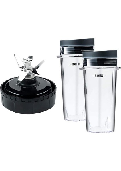 Iki Kapaklı 16 Oz Bardak, Ninja Için 6 Kanatlı Bıçak, Ninja BL660 BL770 BL740 Blender Için Blender Yedek Parça Aksesuarları (Yurt Dışından)