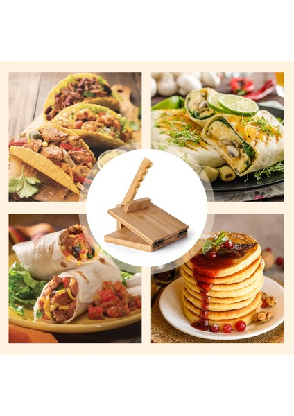 Tortilla Pres 10 Inç Roti Makinesi Oklava ile Büyük Bambu Ahşap Tortilla Makinesi 50 Parça Parşömen Kağıdı ile (Yurt Dışından)