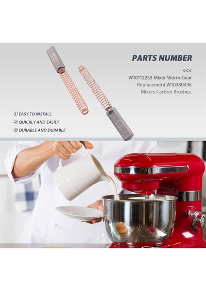 W10112253 9706416 Motor Fırçası W10380496 4162897 Kitchenaid Standı Için Mikser Solucan Tahrik Dişlisi ve Bir Çift Motor Fırçası (Yurt Dışından) fiyatları