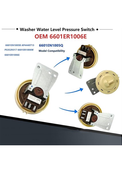 6601ER1006G Lg Çamaşır Makinesi Su Seviyesi Basınç Anahtarı Için Çamaşır Makinesi Basınç Anahtarı 6601ER1006E 6601EN1005B (Yurt Dışından) fırsatları