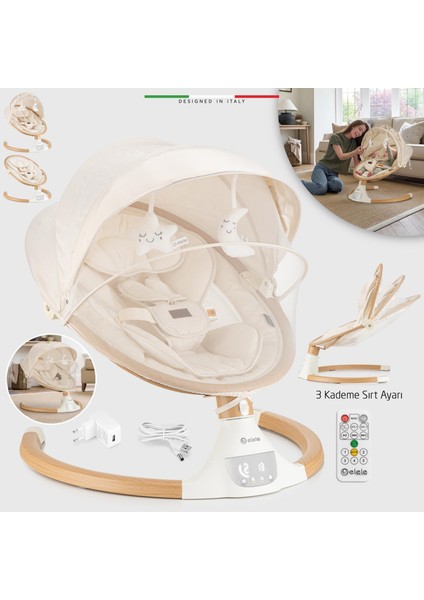 Amore 2 Elektrikli Otomatik Sallanan Ana Kucağı Kademeli Bej