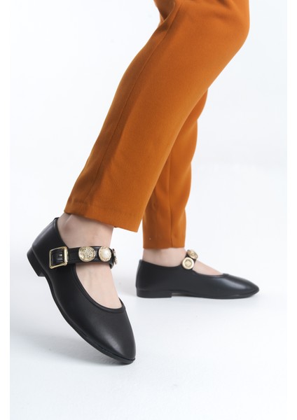 Günlük Kadın Siyah Cilt Babet Bantlı Ayarlanabilir Tokalı Hafif Rahat Ayakkabı modelleri