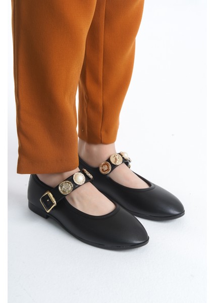 Günlük Kadın Siyah Cilt Babet Bantlı Ayarlanabilir Tokalı Hafif Rahat Ayakkabı fırsatları