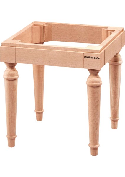 Çınar 40 Lık Kasalı Tornalı Puf Cilasız Ham Ahşap