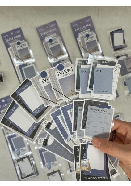 Mottolu Motivasyon 6 Yaprak Mavi Renk Sticker Seti/etiket/çıkartma/stiicker