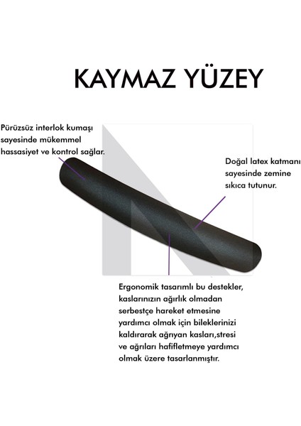 MP03 - Memory Mouse ve Klavye Bilek Destek Pedi | Yumuşak, Ergonomik, El Bileği Dinlendirme Ped Set