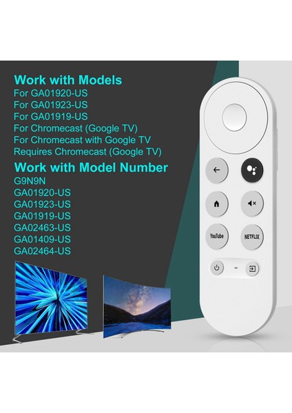 Google Tv Googlechromecast 2020 W3JD Için Yedek G9N9N Sesli Bluetooth Ir Uzaktan Kumanda (Yurt Dışından) modelleri