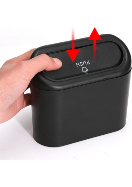 Premium Oto Araba Çöp Kutusu Kapaklı Organizer Çöp Kovası Siyah