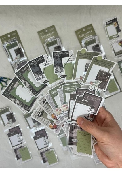 Mottolu Motivasyon 6 Yaprak Yeşil Renk Sticker Seti/etiket/çıkartma/sticker fırsatları