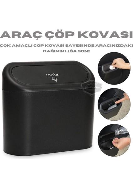 Araç Içi Çöp Kovası Portatif Taşınabilir Kapaklı Araba Çöp Kutusu Oto Organizer Düzenleyici Siyah fiyatları