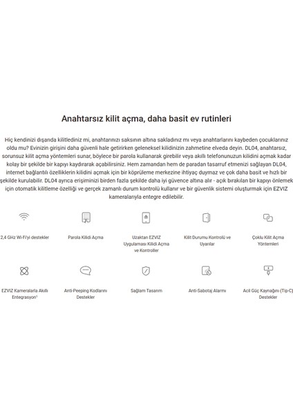 Ezvız CS-DL04 Tuş Takımlı Akıllı Sürgü Kilidi modelleri