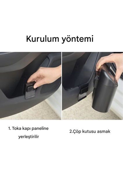 Araba Çöp Kutusu Portatif Araç Içi Taşınabilir Kapaklı Organizer Çöp Kovası Itme Kapaklı Kova(Siyah) indirimleri