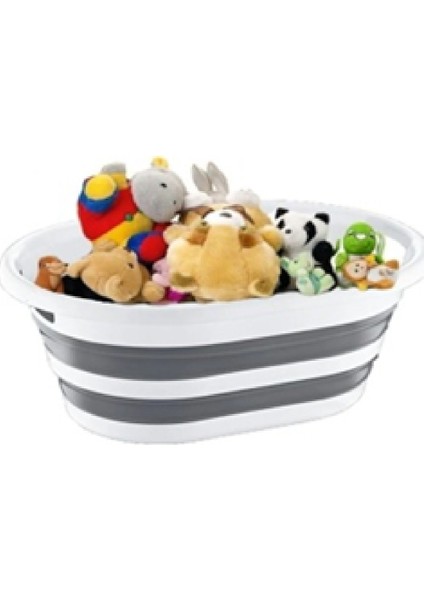 35 Litre 3 Aşamalı Katlanılabilir Sele Çamaşır Sepeti Oyuncak Sepeti Çok Amaçlı Sepet