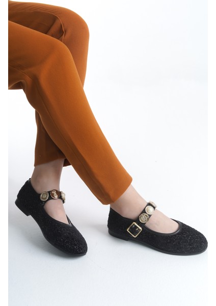 Günlük Kadın Siyah Triko Babet Bantlı Ayarlanabilir Tokalı Hafif Rahat Ayakkabı modelleri