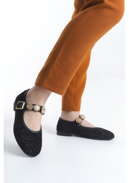 Günlük Kadın Siyah Triko Babet Bantlı Ayarlanabilir Tokalı Hafif Rahat Ayakkabı fırsatları