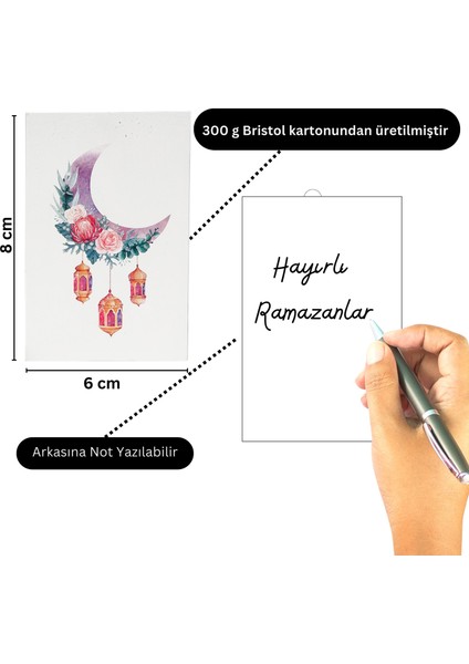 Ramazan Hilal, Fener Temalı Hediye ve Tebrik Kartı, Ambalaj ve Paketleme Etiketi, 6x8 Cm, 25 Adet fiyatları