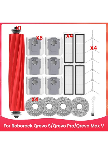 Roborock Qrevo S/qrevo Pro/qrevo Max V Ana Yan Fırça Hepa Filtre Paspas Bezi Toz Torbaları Yedek Parçaları (Yurt Dışından)
