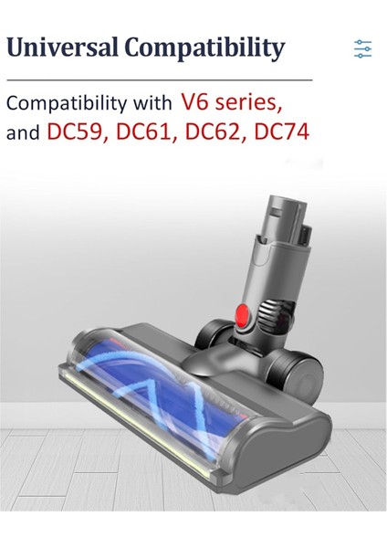 Dyson V6 DC58 DC59 DC62 DC72 Elektrikli Süpürgeler Için Direct Drive Fırça Başlığı Zemin Temizleyici Için LED Toz Işıkları ile (Yurt Dışından) fiyatları