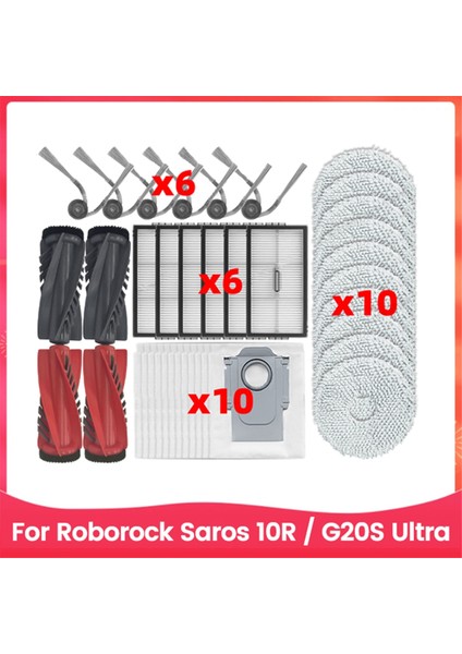 Roborock Saros 10R / G20S Ultra Yedek Parçaları Için 36 Adet Vakum Ana Yan Fırça Hepa Filtre Paspas Pedleri Toz Torbası (Yurt Dışından)