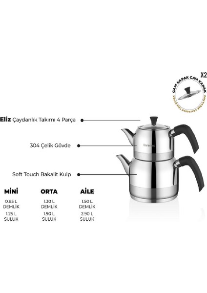 Eliz Mini Çaydanlık Takımı-Siyah