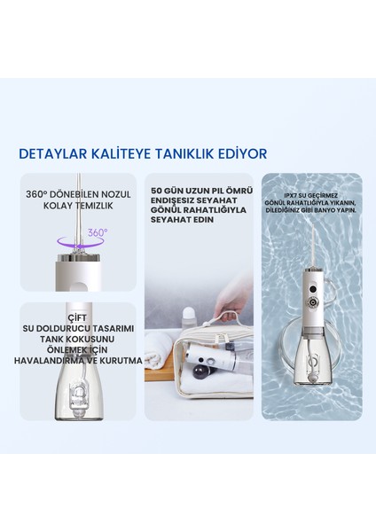 Ağız Duş Seti Taşınabilir Şarj Edilebilir