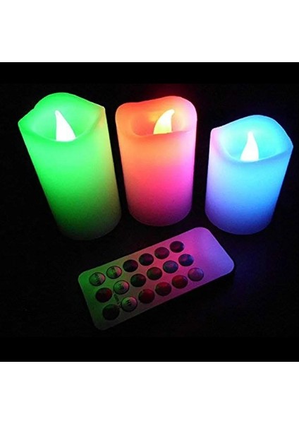 12 Adet Işıklı LED Mum Rgb Kumandalı Renkli LED Işıklı Mum Sevgililer Gününe Özel Dekor Işıklı Mum