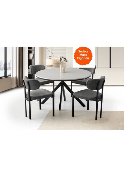 Ahşap Yuvarlak Açılır Büyüyen Yemek Masası Açık Parlak Gri 70X120CM Sadece Masa Fiyatıdır
