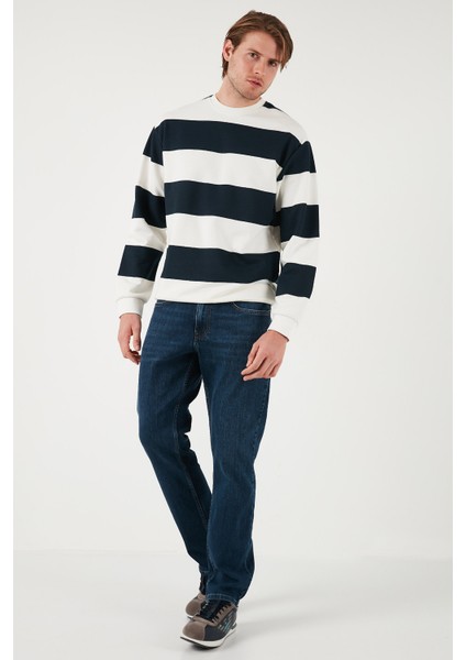 Pamuklu Çizgili Regular Fit Bisiklet Yaka Sweat Erkek Sweat 5905790 modelleri
