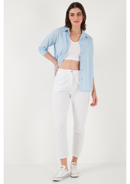 Pamuklu Slim Fit Normal Bel Düz Paça Pantolon Bayan Pantolon 668Y5121 fiyatları