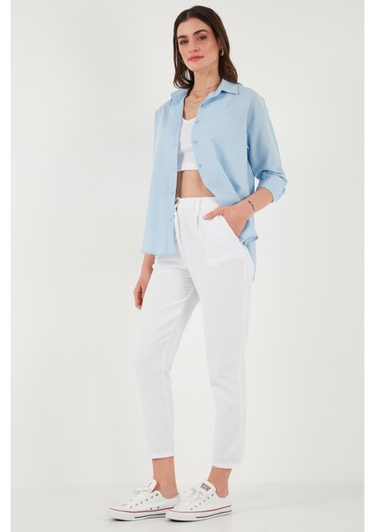 Pamuklu Slim Fit Normal Bel Düz Paça Pantolon Bayan Pantolon 668Y5121 modelleri