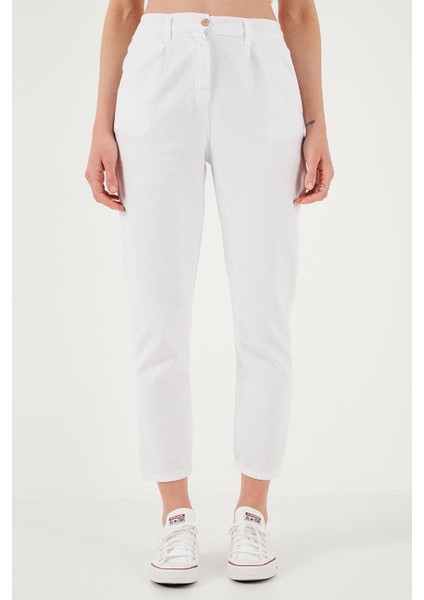 Pamuklu Slim Fit Normal Bel Düz Paça Pantolon Bayan Pantolon 668Y5121 fırsatları