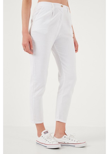 Pamuklu Slim Fit Normal Bel Düz Paça Pantolon Bayan Pantolon 668Y5121 indirimleri